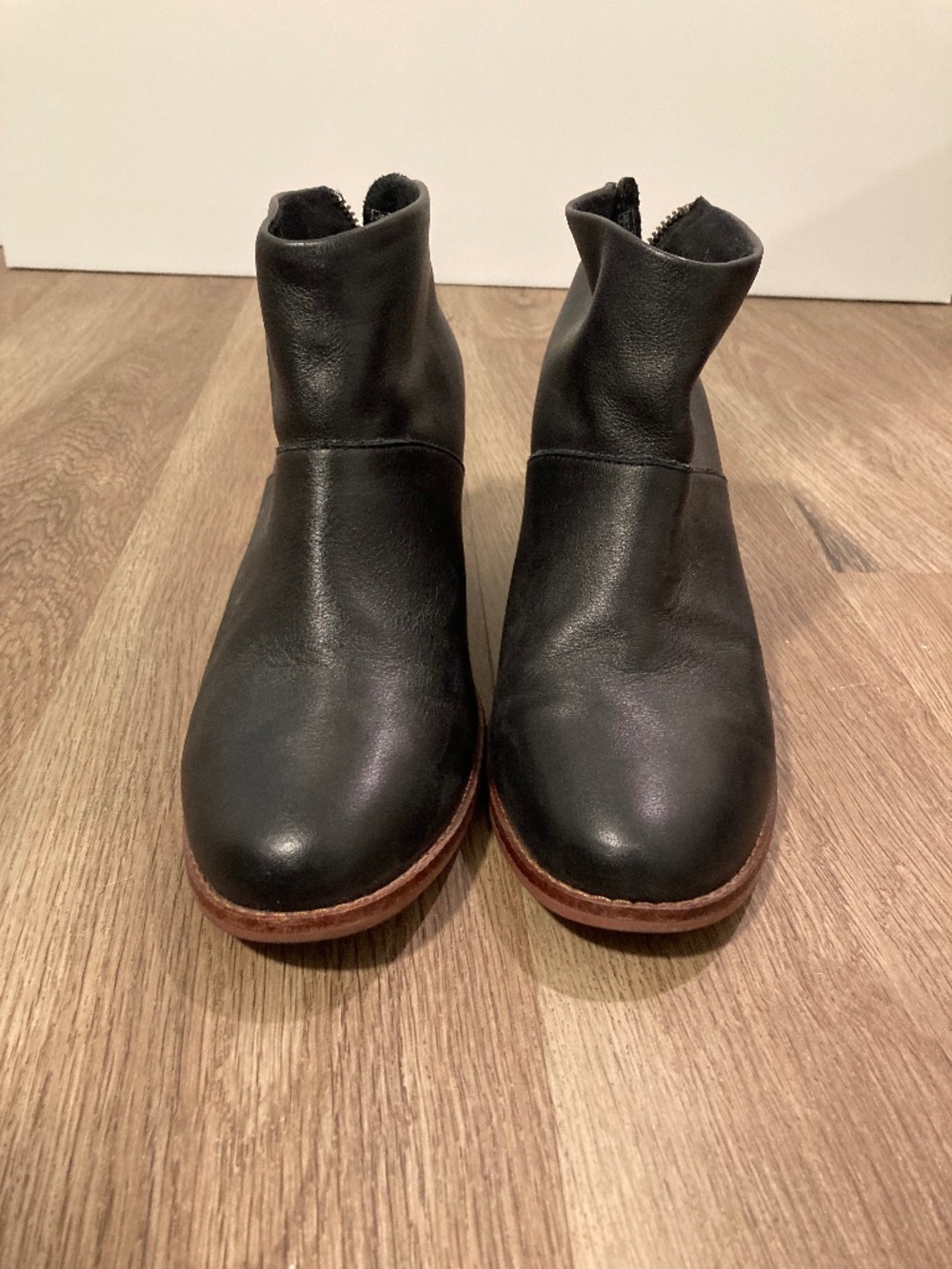 Toms Black Leather Ankle Booties